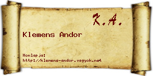 Klemens Andor névjegykártya