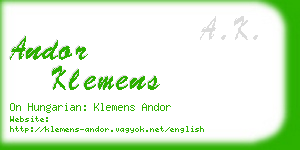 andor klemens business card